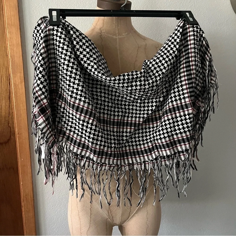 SET of 3 SCARVES H&M Comme Ca Anchor Print Black White Print Fringe